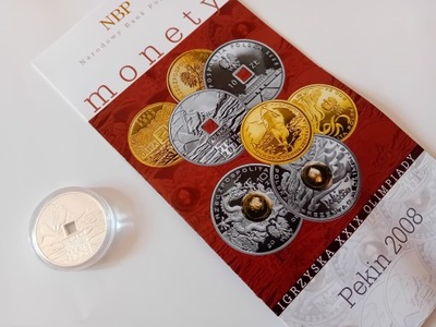 srebna moneta 10zł IO Pekin folder stan menniczy 2008