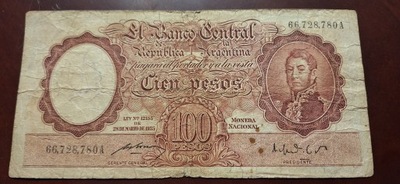 BANKNOT ARGENTYNA 100 PESOS 1960-61 ROK