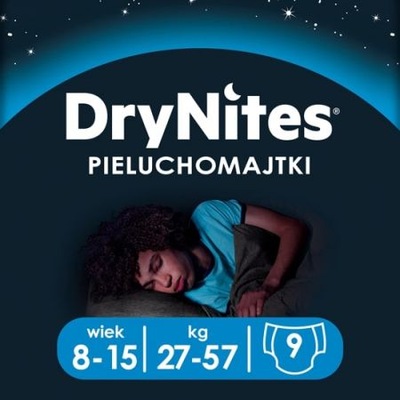 Huggies Pieluchomajtki DryNites 8-15 lat Boy 9szt