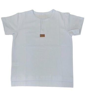 Koszulka Bluzka z guzikami BIAŁA gładka bawełna PL Krótki rękaw AiPi 98