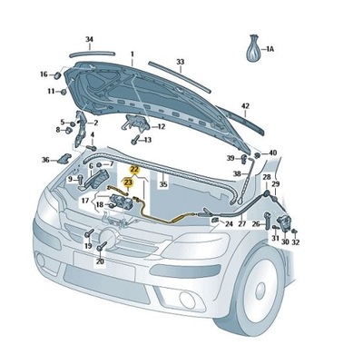 Трос тяга открывания капот vw golf plus фото №1