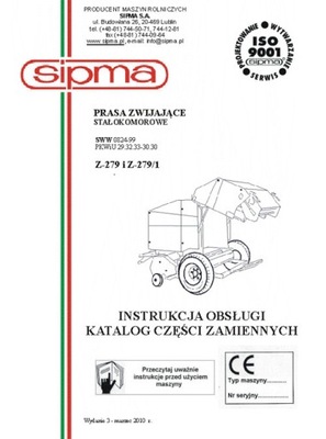 SIPMA Z-279, Z-279/1 instrukcja/katalog (2010) 