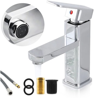 STOJĄCA KWADRATOWA BATERIA UMYWALKOWA ŁAZIENKOWA CUBIC KRAN DO UMYWALKI