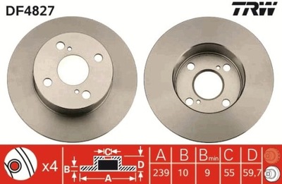 ДИСК ТОРМОЗНОЙ TOYOTA ЗАД COROLLA DF4827