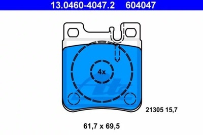 ATE 13.0460-4047.2 SET PADS HAMULCOWYCH, BRAKES TARCZOWE  