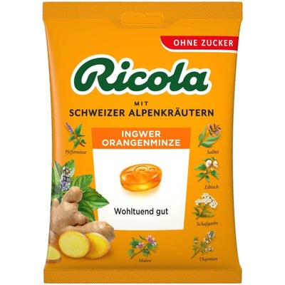 Cukierki Ricola Imbir Pomarańcza z Niemiec