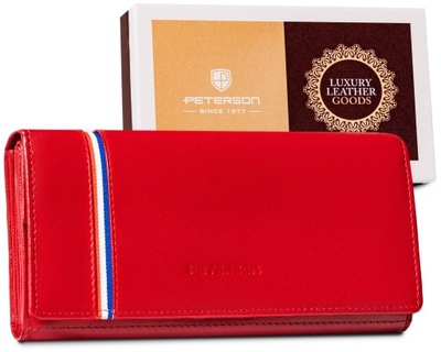 PETERSON pojemny duży damski portfel skórzany RFID