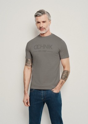 OCHNIK Szary t-shirt męski z logo TSHMT-0095-66 XL