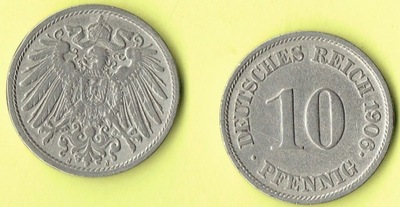 NIEMCY 10 Pfennig 1906 r. J