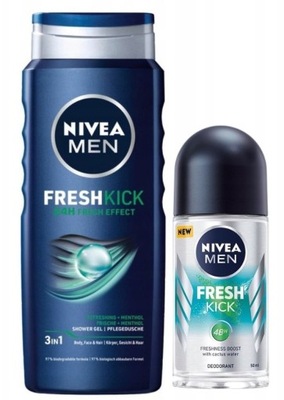 NIVEA Men Fresh Kick żel pod prysznic 500ml + antyperspirant 50ml zestaw