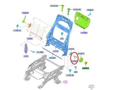 SOPORTE SUJECIÓN REGULACIÓN RESPALDO C-MAX 15-19 _ 1826406 _ AM51-14N202-BA  