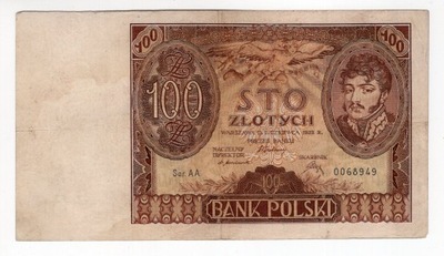 100 złotych 1932 Ser. AA. 0068949 pierwsza seria RZADKI