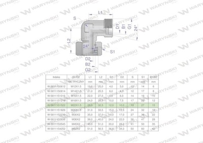 CIGÜEÑA HYDRAULICZNE METRYCZNE AB M22X1.5 15L (XEVW) WARYNSKI ( SPRZEDAWANE  