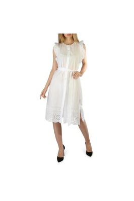 Sukienka damska Tommy Hilfiger na codzień przewiewna biała ażurowa r. 40