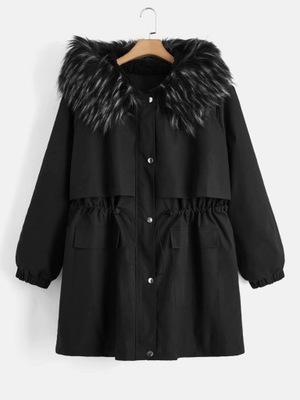 SHEIN XL 539 KURTKA ZIMOWA PARKA PLUSZOWA KAPTUR