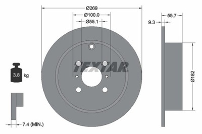 2X DISKU STABDŽIŲ TOYOTA GAL. COROLLA 02- JAPAN 92126203 