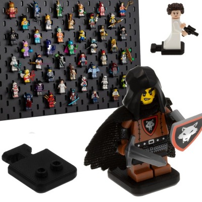 1x PODSTAWKA na LEGO Mini Figurki | UCHWYT do tablicy IKEA SKADIS - Czarna