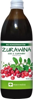 Sok z owoców żurawiny 500ml AlterMedica ŻURAWINA