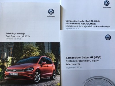 VW GOLF SPORTSVAN SV 2018 POLSKA MANUAL + MEDIA RADIO NAVIGATION PHONE  