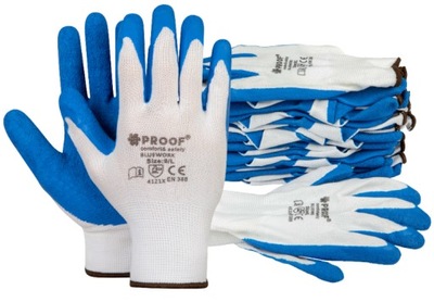 RĘKAWICE RĘKAWICZKI OCHRONNE ROBOCZE BHP BUDOWLANE LATEKSOWE ROZ. 10 12 PAR