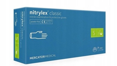 MOCNE RĘKAWICZKI NITRYLOWE BEZPUDROWE MERCATOR S