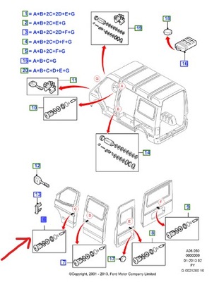 Циліндр замка замка двері правий перед ford transit mk5 6 фото №1