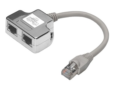 Adaptery rozdzielacze LAN-2xLAN RJ45 wtyk-2xgniazdo FTP kpl. 2szt