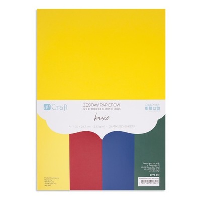 Zestaw papierów ozdobnych 4 kol. BASIC A4 220g/m2 DpCraft scrapbooking
