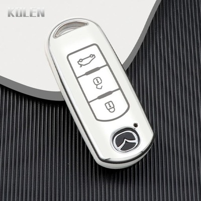 3 BOTÓN WHITETPU CAR SMART KEY CASE COVER FOB FOB PARA MAZDA 2 3 6 ATENZA  