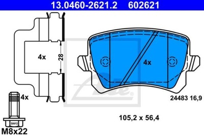 ATE 13.0460-2621.2 КОЛОДКИ ДИСКОВЫЕ ТОРМОЗНОЕ ЗАД VW CC/PASSAT 1,4-3,6 05-16 фото