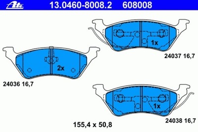 ZAPATAS HAMULC. CHRYSLER VOYAGER 01- PARTE TRASERA  