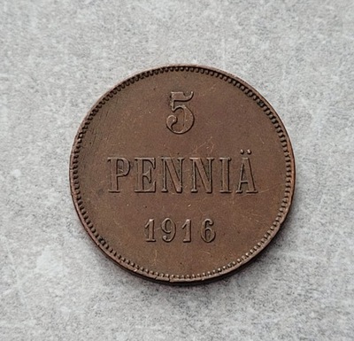 419) FINLANDIA - 5 Pennia - 1916 r.