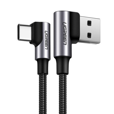 UGREEN KABEL PRZEWÓD USB-A DO USB C KĄTOWY 90 STOPNI QC3.0 PD 3A OPLOT 1M