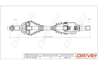 DRIVE+ SEMI-EJE DE ACCIONAMIENTO CITROEN C3 PICASSO 1.4 09 - L  