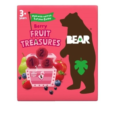 BEAR FRUIT TREASURES PRZEKĄSKA BEZ CUKRU JAGODA TRUSKAWKA 20G