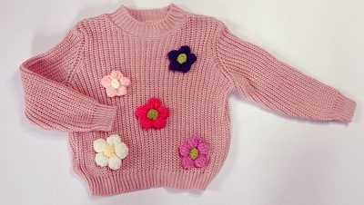 Sweter w kwiaty 3d r.98/104