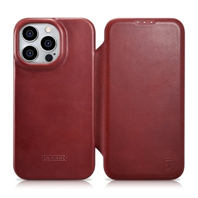iCarer CE Oil Wax Premium Leather Folio Case skórzane etui iPhone 14 Pro z