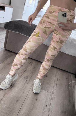 Legginsy cropp moro różowe zamek XS 34