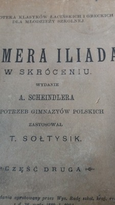 Scheindlera HOMERA ILIADA W SKRÓCENIU 1899