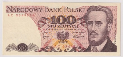 100 Złotych Polska 1975 Seria AC L5