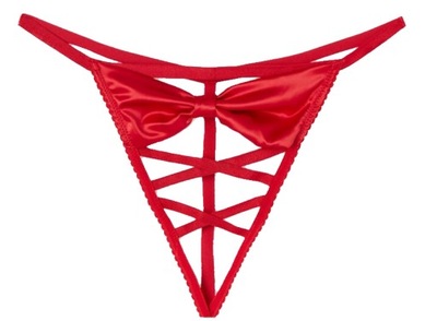 TEZENIS czerwone seksowne stringi z kokardką M/38