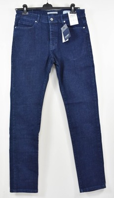 Pull&Bear granatowe spodnie jeansy comfort slim 42