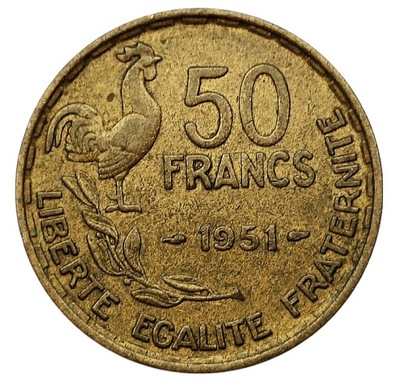 FRANCJA 50 FRANCS 1951 KOGUT