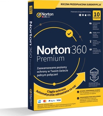 NORTON 360 PREMIUM PL 1 USER 10 DEVICE 75GB VPN