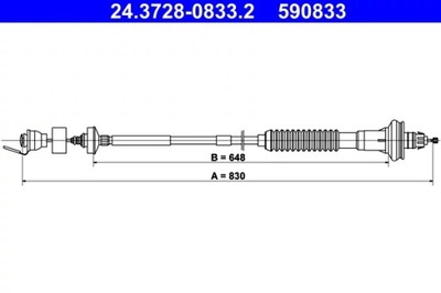 ATE 24.3728-0833.2 CABLE CONJUNTO DE EMBRAGUE  