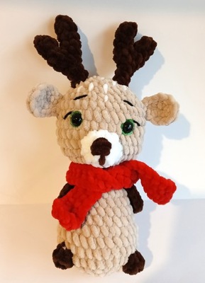 Crochet Plush Deer, Maskotka Pluszowa Renifer, Jelen na szydelku