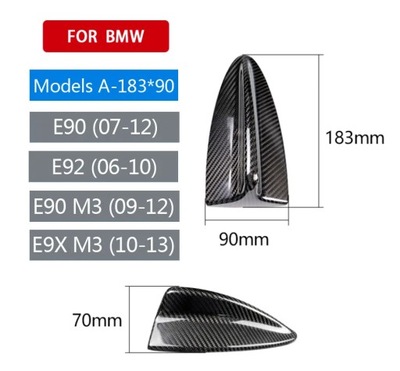 Prawdziwe Carbon Fiber antena płetwa rekina pokrowiec na BMW E90 E92 E46 E3