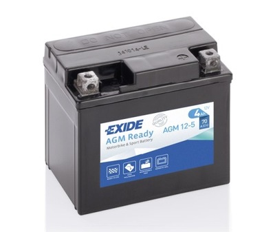 AKUMULIATORIUS EXIDE AGM READY 12V 4AH 70A AGM12-5 MOTOCIKLAS SKUTERIS 