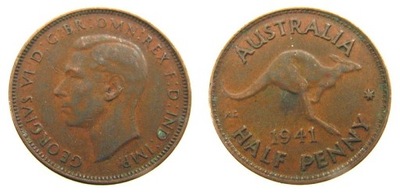 548. AUSTRALIA, JERZY VI, HALF PENNY, 1941