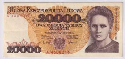 20000 Złotych Polska 1989 Seria A